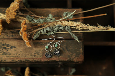 NO. 2 - Grounded - Silver Succulent and Chrysoprase Earrings