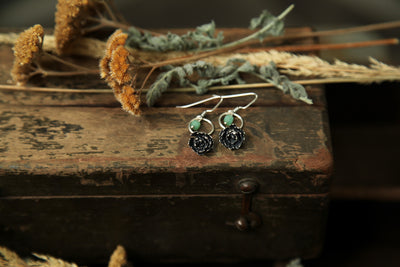 NO. 2 - Grounded - Silver Succulent and Chrysoprase Earrings