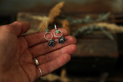 NO. 2 - Grounded - Silver Succulent and Chrysoprase Earrings