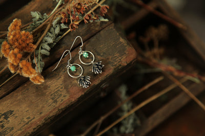 NO. 9 - Grounded - Silver Succulent and Chrysoprase Earrings