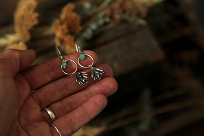NO. 9 - Grounded - Silver Succulent and Chrysoprase Earrings