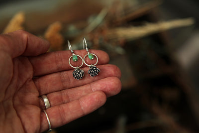 NO. 11 - Grounded - Silver Succulent and Chrysoprase Earrings