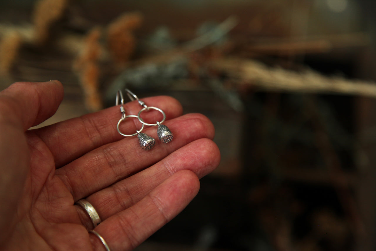 NO. 14 - Heirloom - Silver Print Decorated Earrings