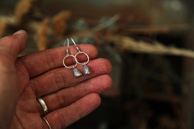 NO. 14 - Heirloom - Silver Print Decorated Earrings