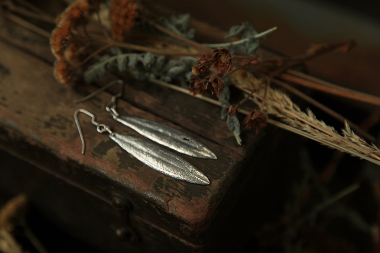 NO. 15 - Grounded - Silver Olive Leaf Earrings