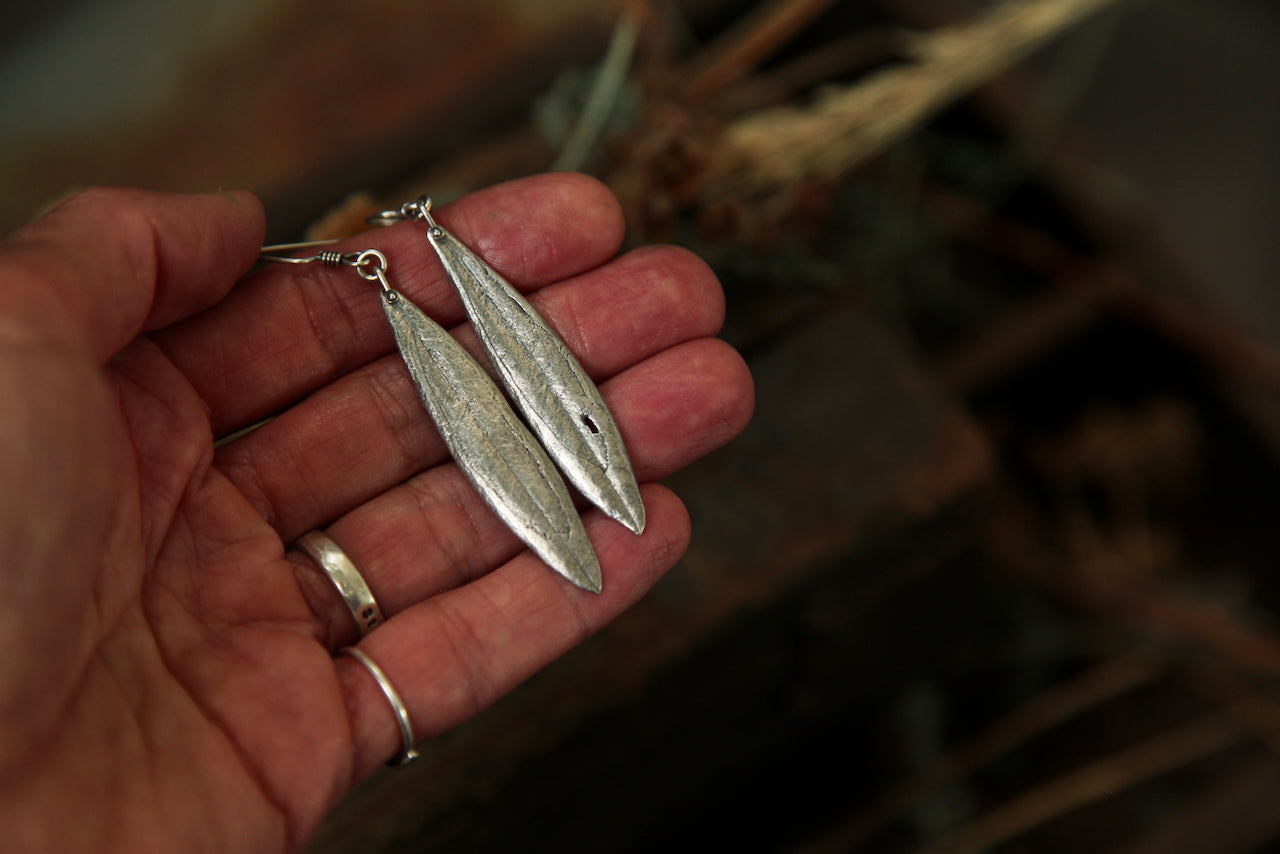 NO. 15 - Grounded - Silver Olive Leaf Earrings
