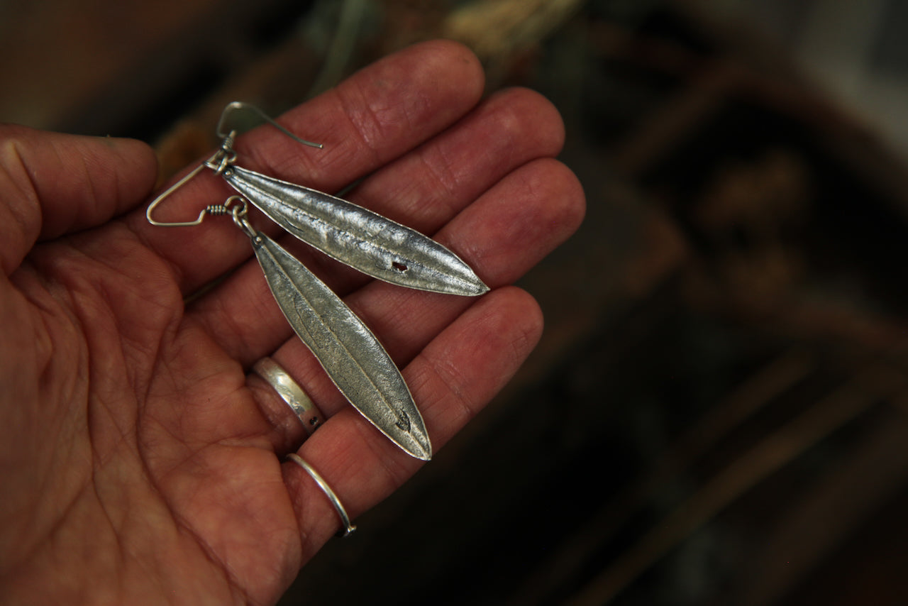 NO. 15 - Grounded - Silver Olive Leaf Earrings