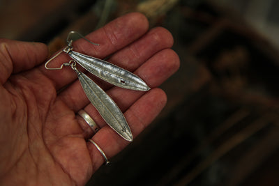 NO. 15 - Grounded - Silver Olive Leaf Earrings