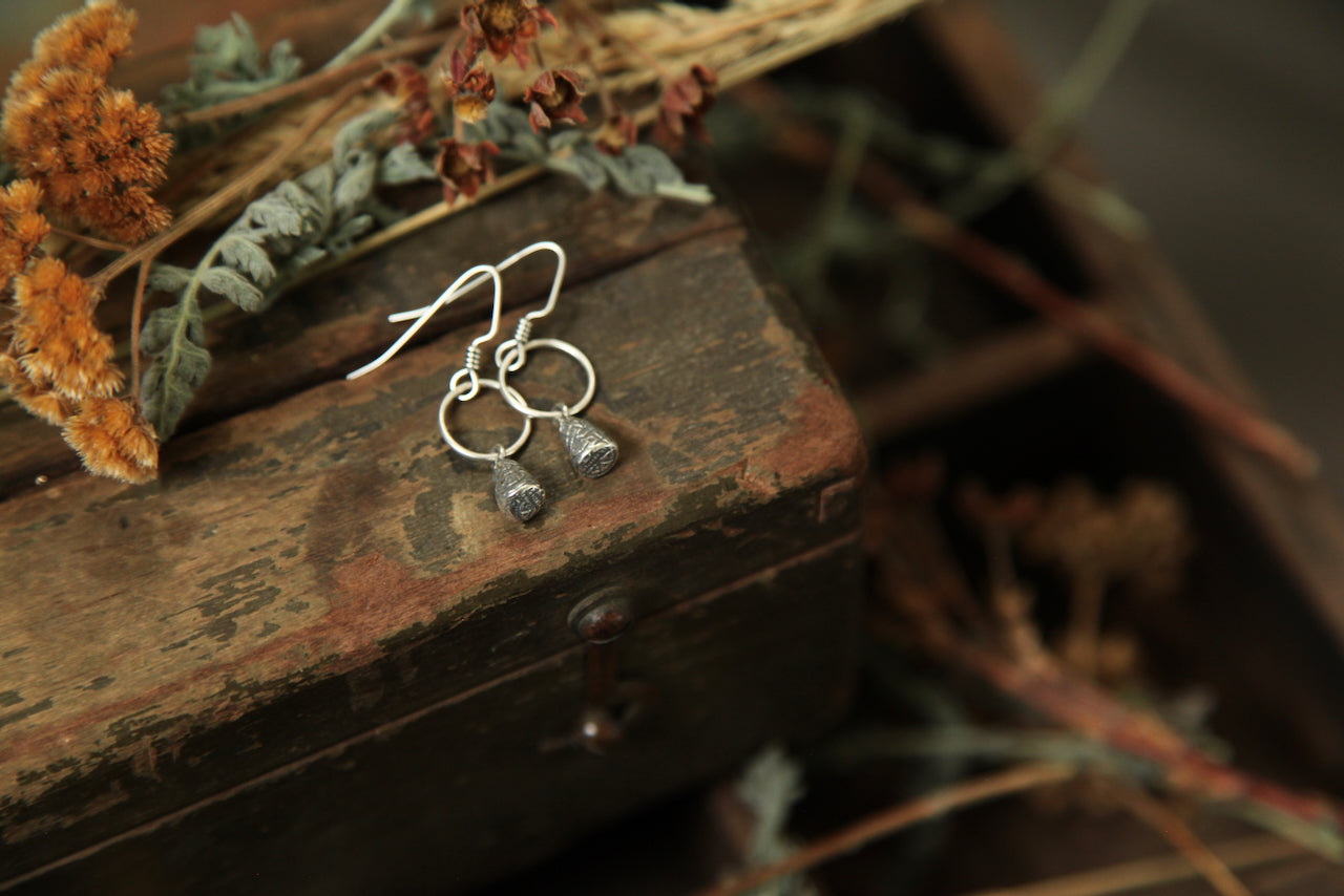 NO. 16 - Heirloom - Silver Print Decorated Earrings