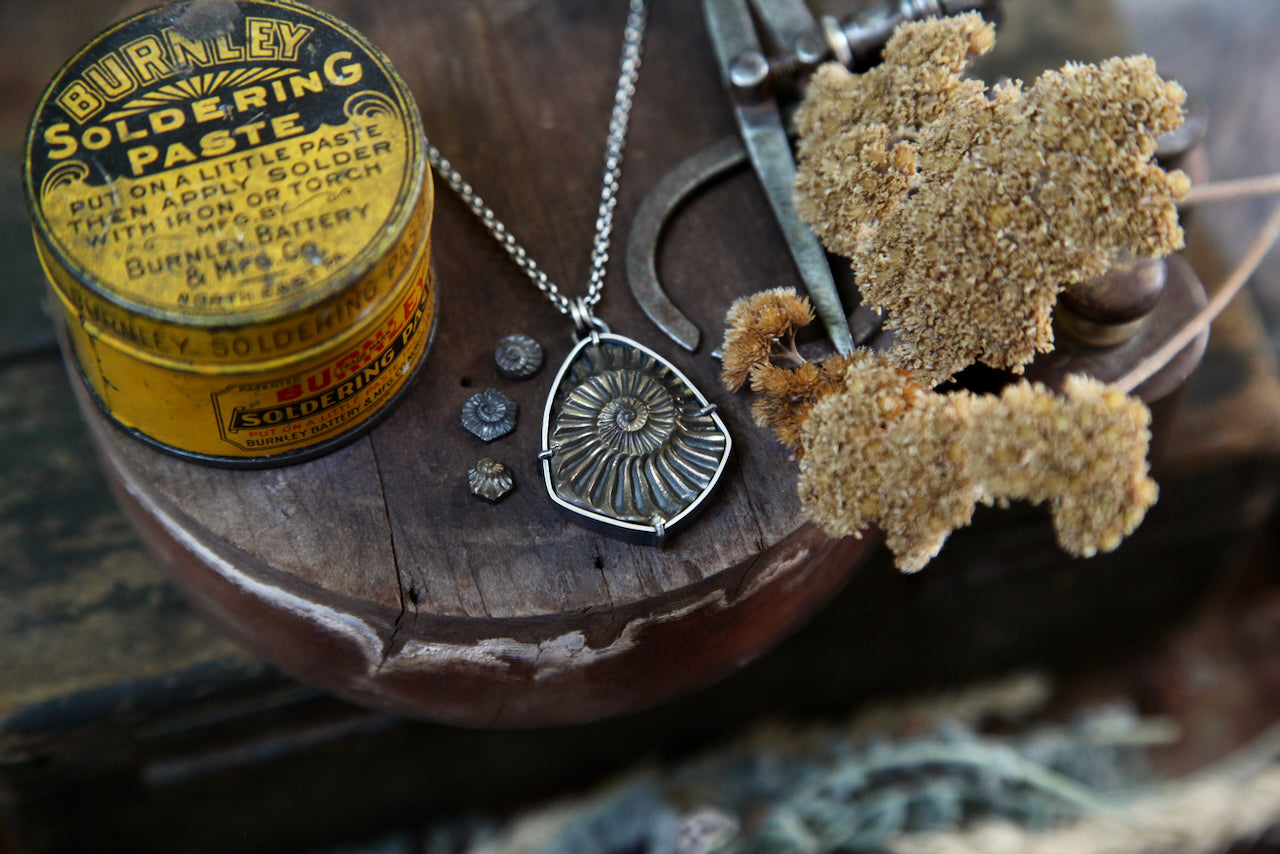 No. 1 || Ammonite Negative Pyrite Necklace