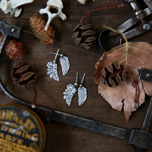 Mismatched Leaf Litter - Post Earrings