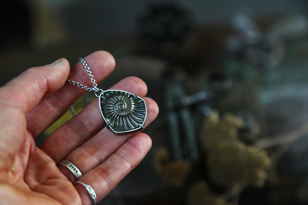 No. 1 || Ammonite Negative Pyrite Necklace