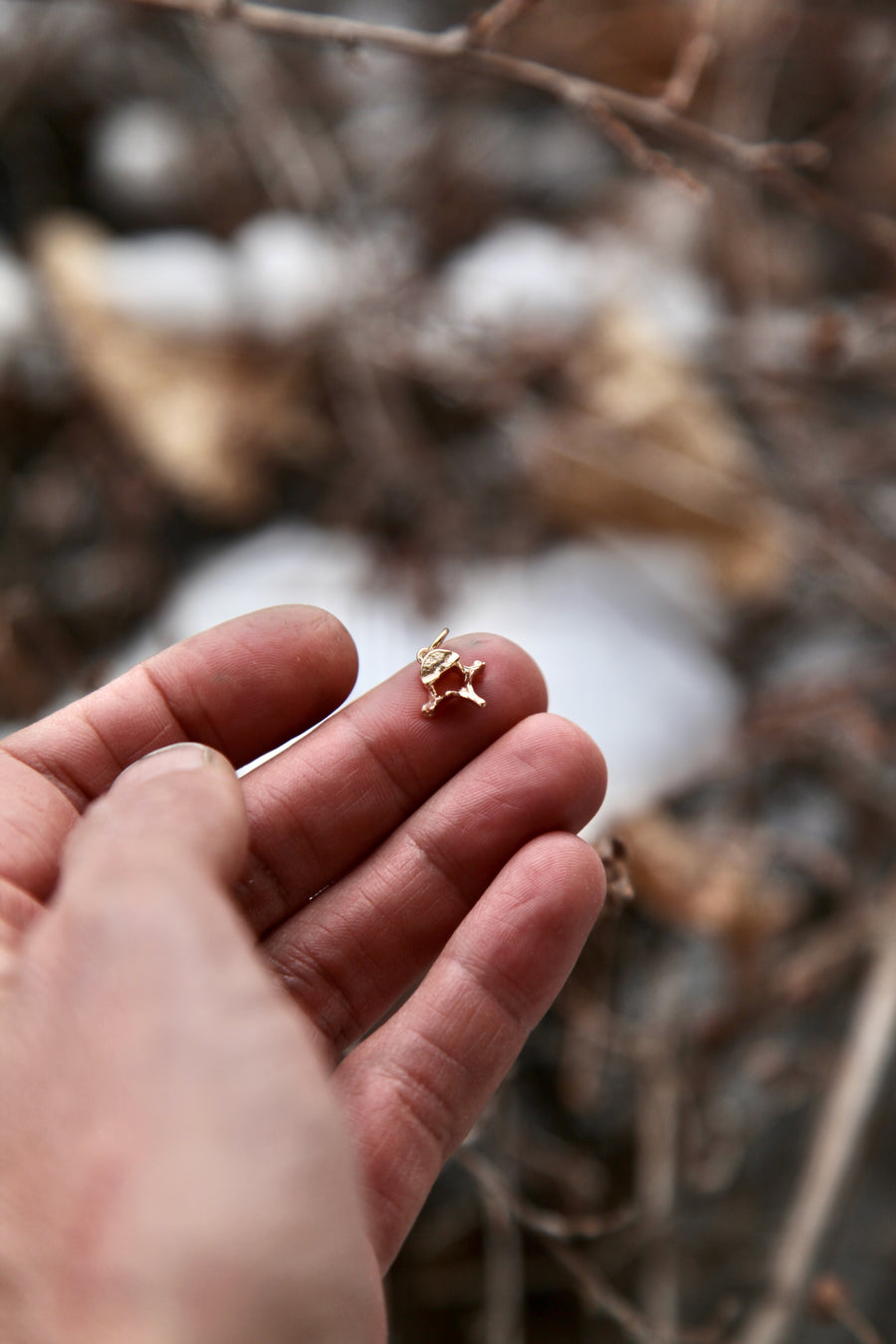 14K || Undaunted and Industrious - Tiny Gold Vertebra Charm