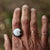 US SIZE 7.75 - Protect Your Peace - White Ocean Jasper Silver Ring