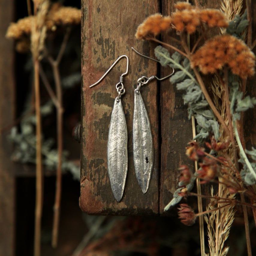 NO. 15 - Grounded - Silver Olive Leaf Earrings