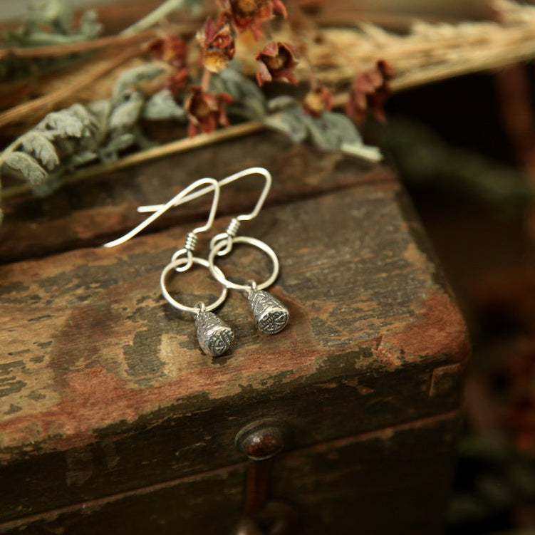 NO. 16 - Heirloom - Silver Print Decorated Earrings